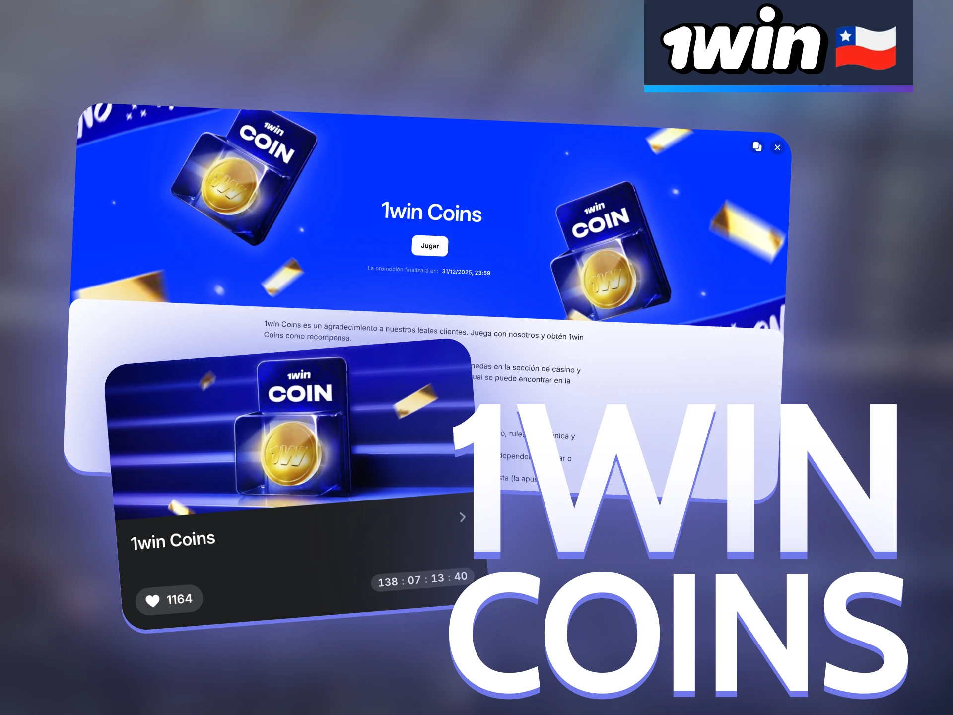 Gana 1Win Coins al apostar en juegos de casino.