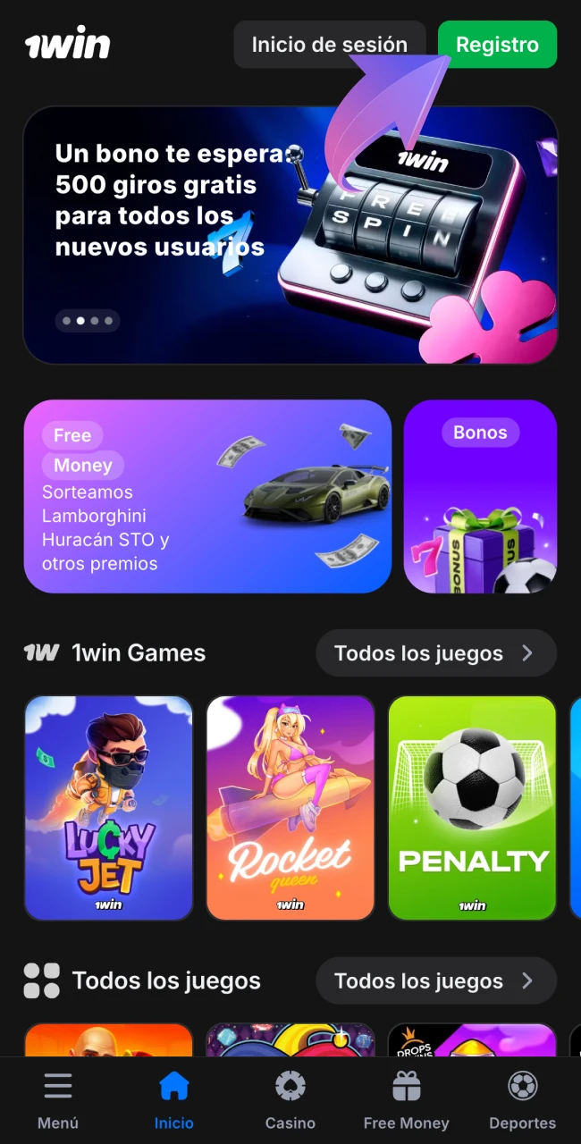 Crea tu cuenta en 1win plataforma.
