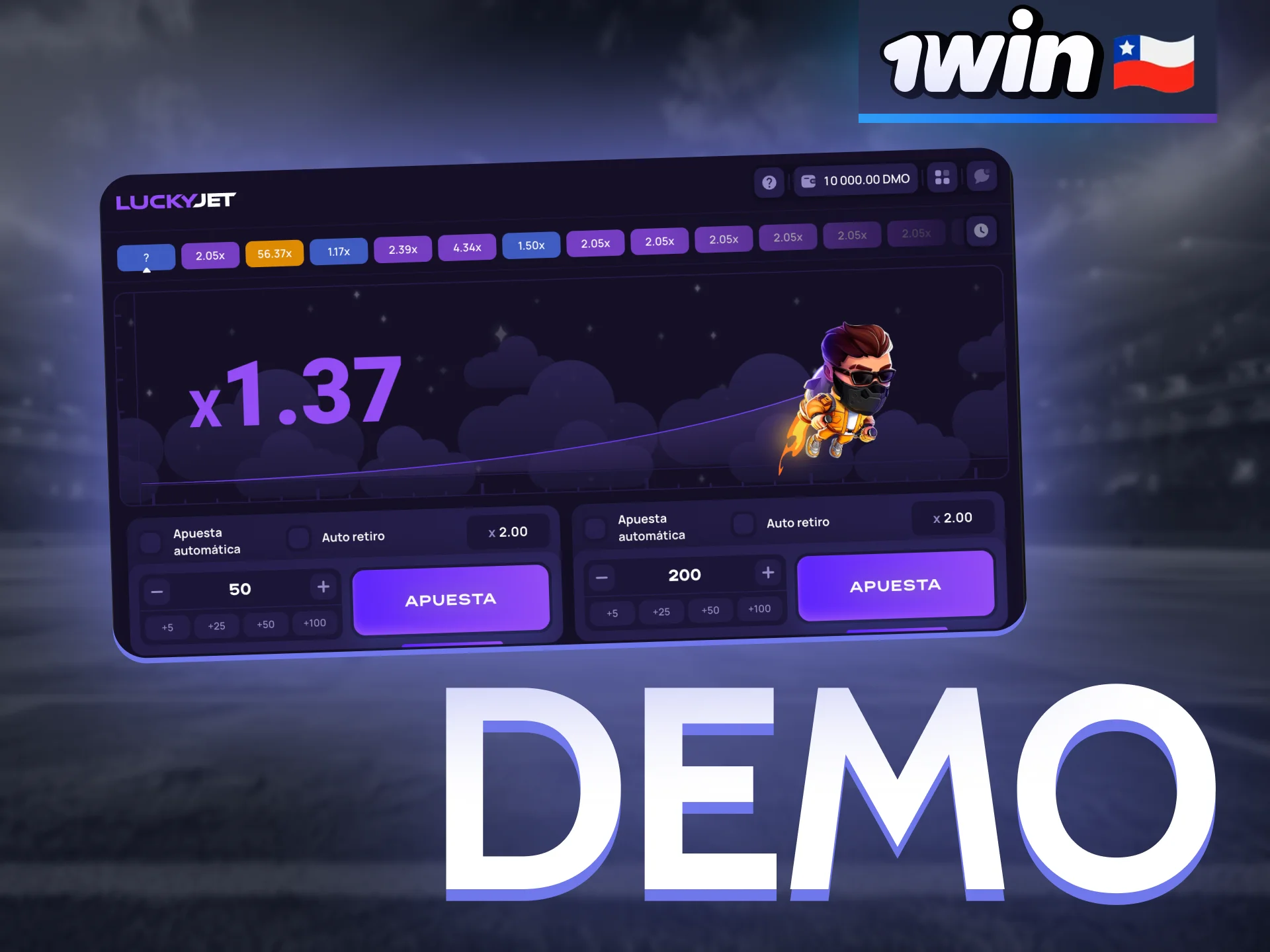Para familiarizarse con el juego Lucky Jet y facilitar el inicio, los jugadores pueden consultar el modo demo en 1win.