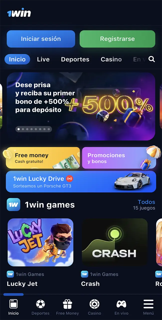 Vaya a la plataforma para descargar la aplicación 1win.