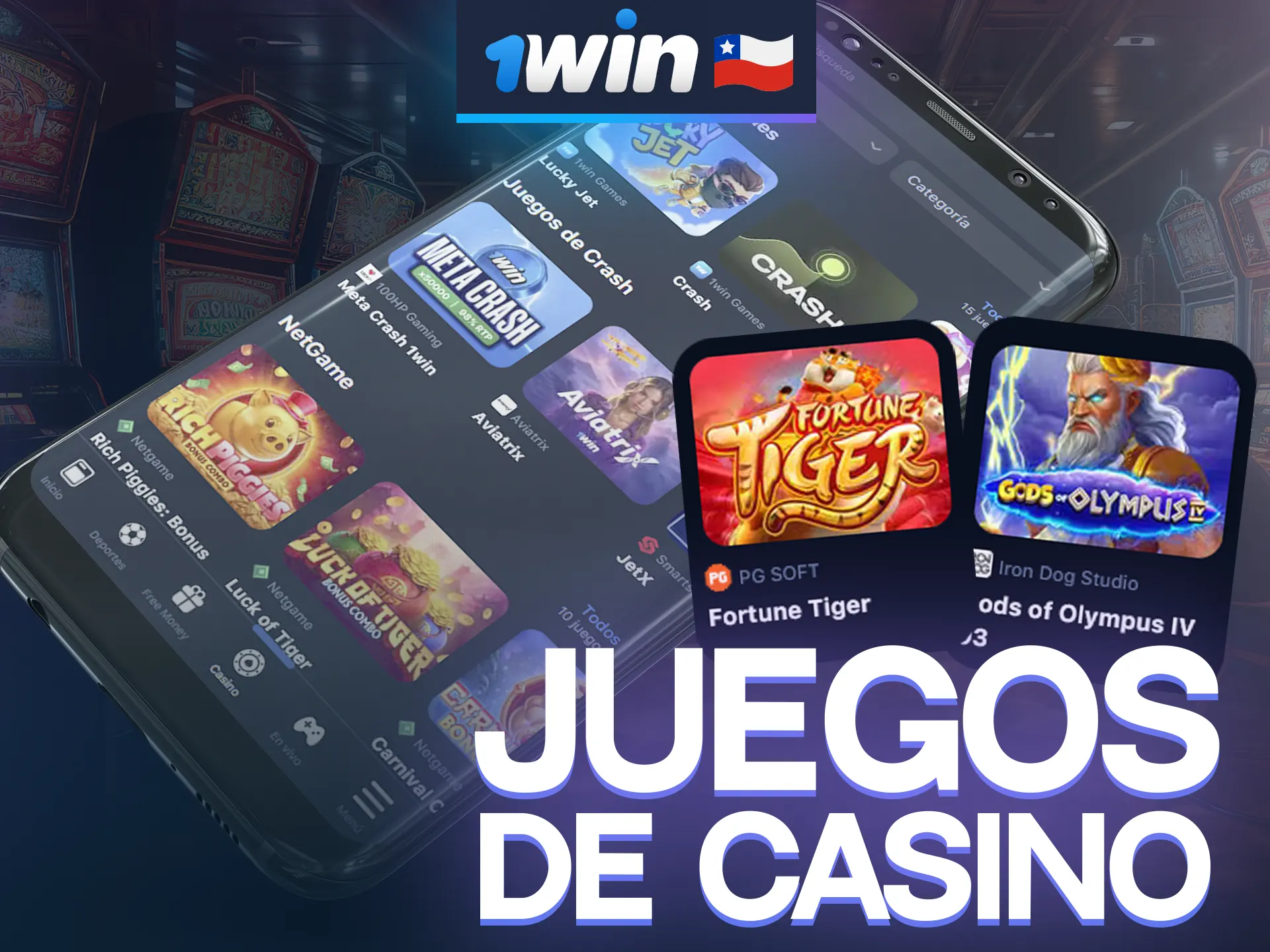 Juega a tus juegos de casino favoritos en la aplicación 1win.