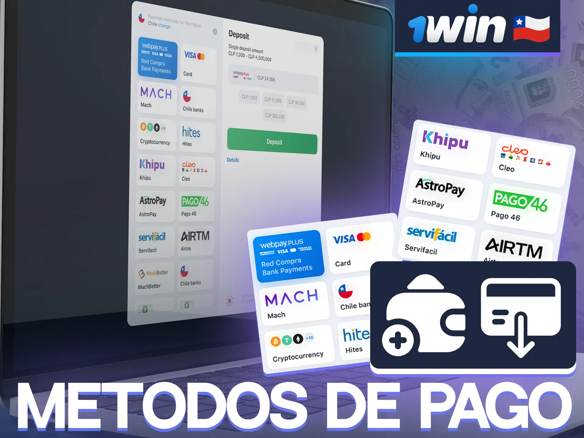 En 1win puede utilizar cualquier método de pago.