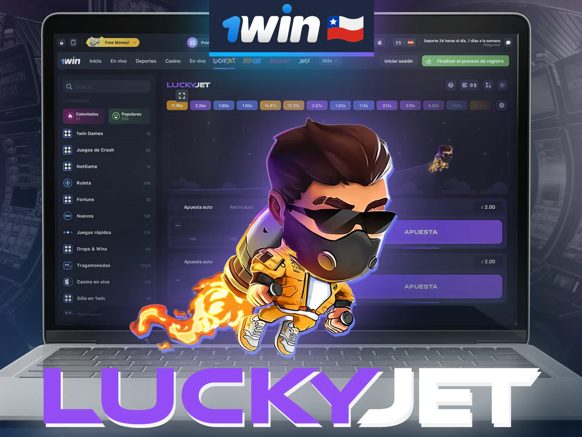 Lucke Jet es uno de los juegos más populares de 1win.