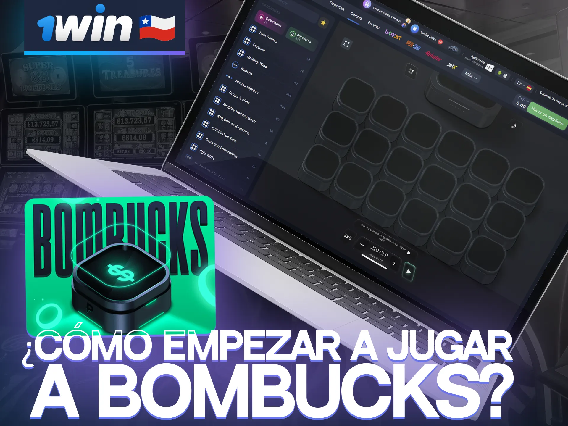 Sigue las instrucciones y empieza a jugar a Bombucks en 1win fácilmente.