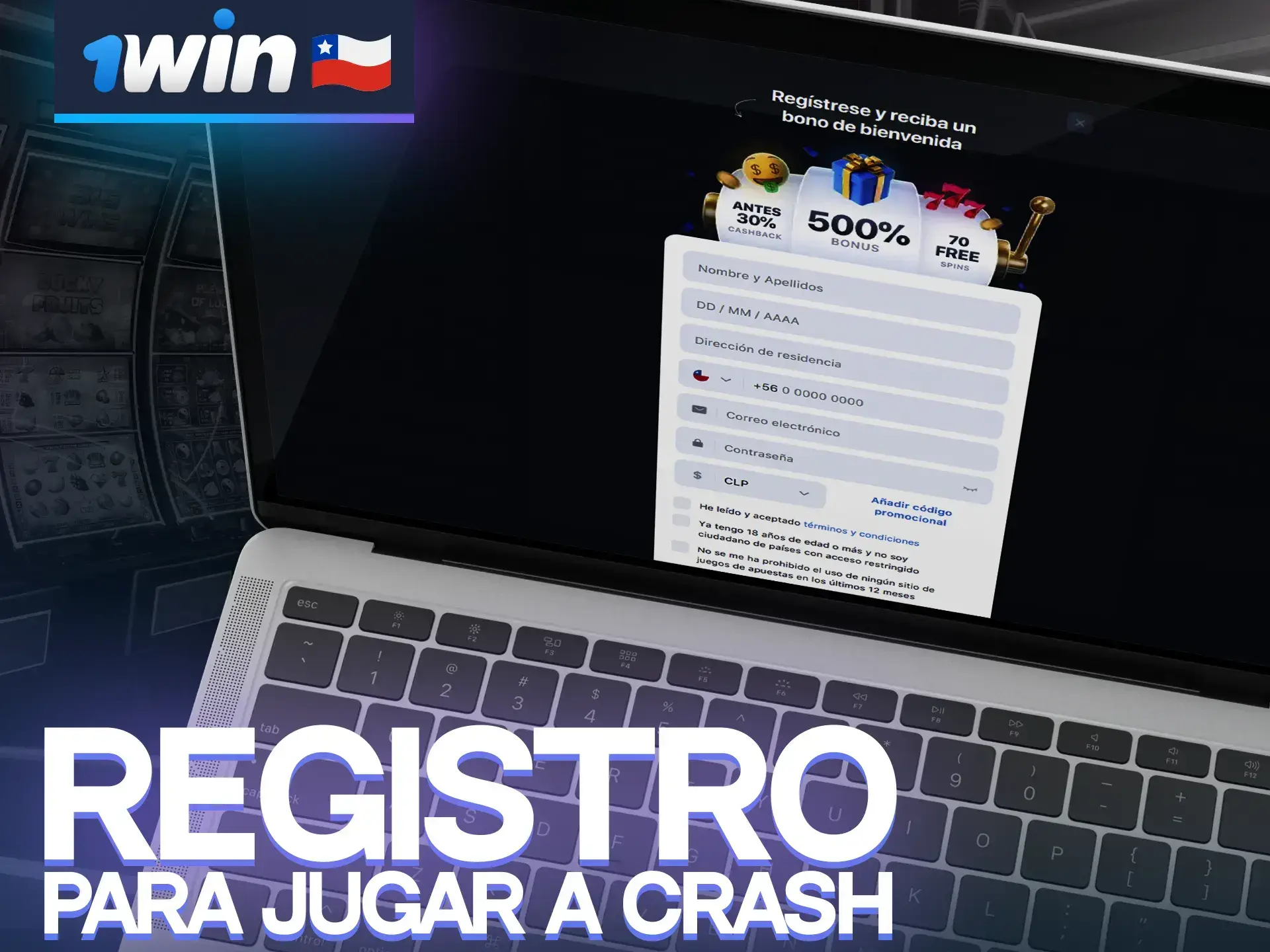 Para empezar a jugar a los juegos de Crash en 1win casino tienes que crear una cuenta.