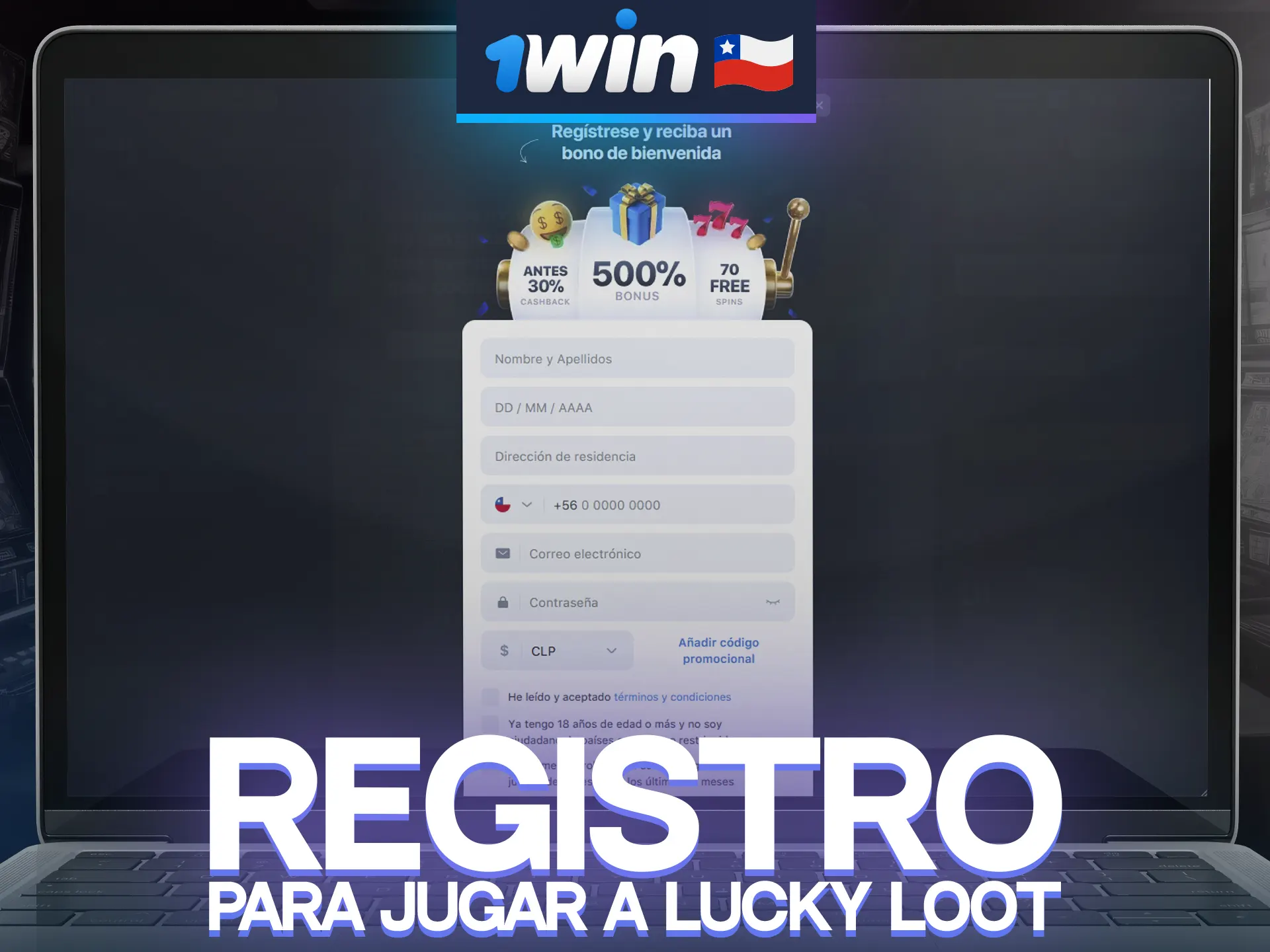 Crea una cuenta 1win y juega a Lucky Loot.