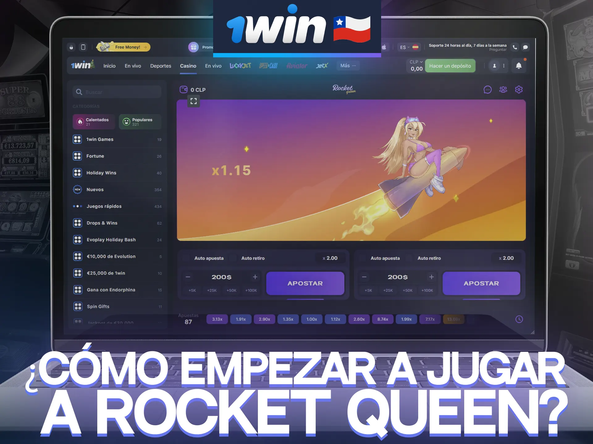 Aprende a jugar a Rocket Queen en 1win siguiendo las instrucciones.