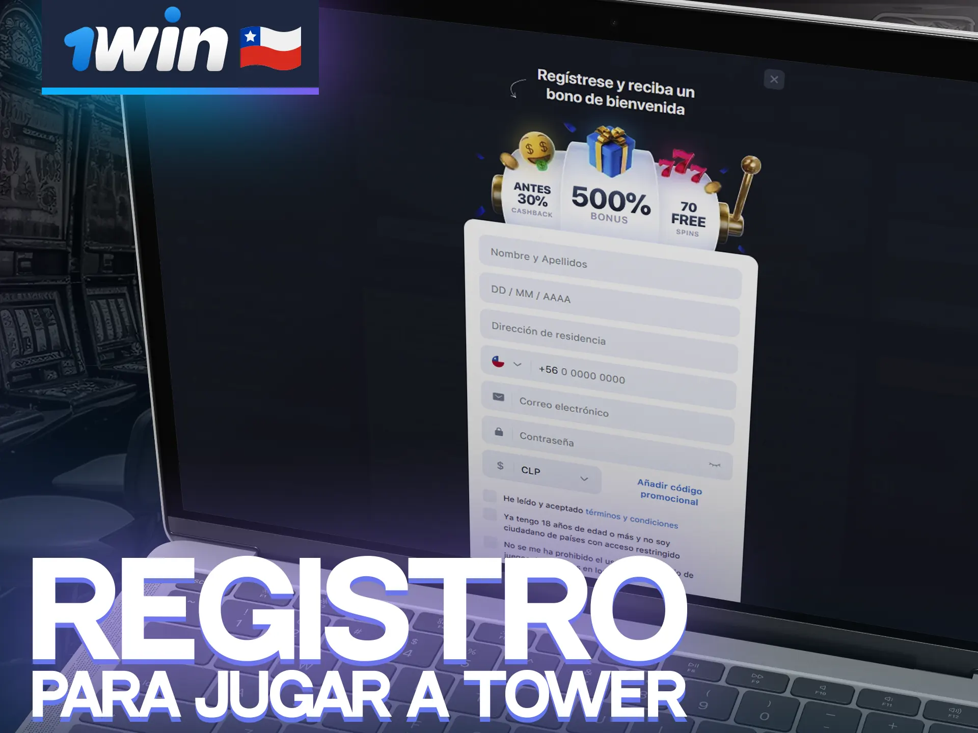 Crea una cuenta 1win para empezar a jugar a Tower.