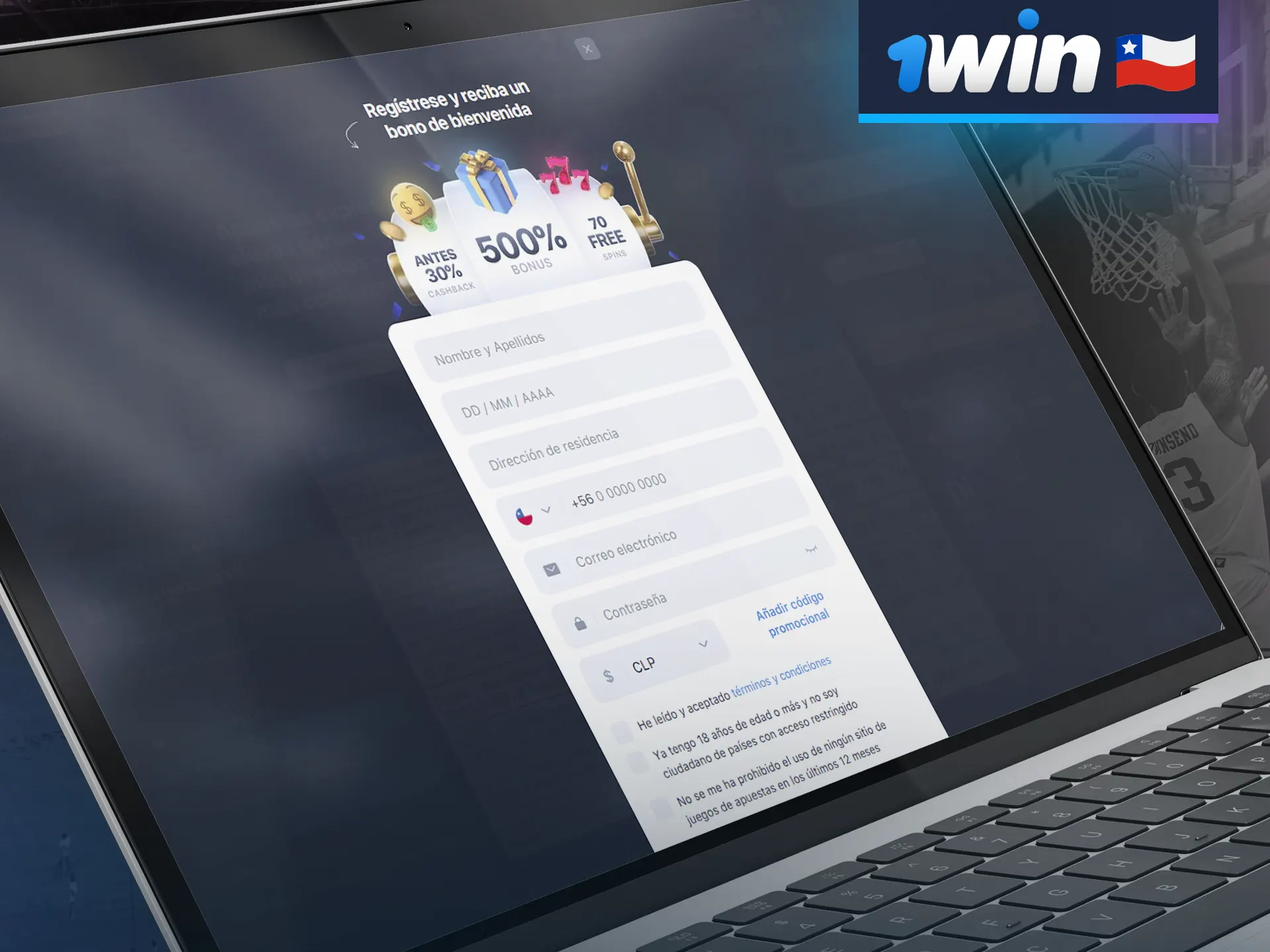 Siga estos pasos para registrarse en el sitio web de 1win.