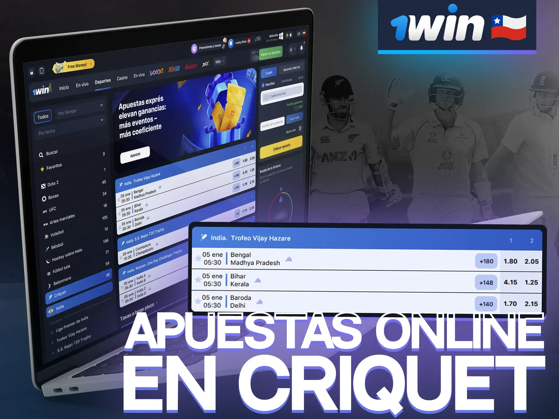 1win lleva las apuestas en vivo de críquet a otro nivel con actualizaciones constantes.