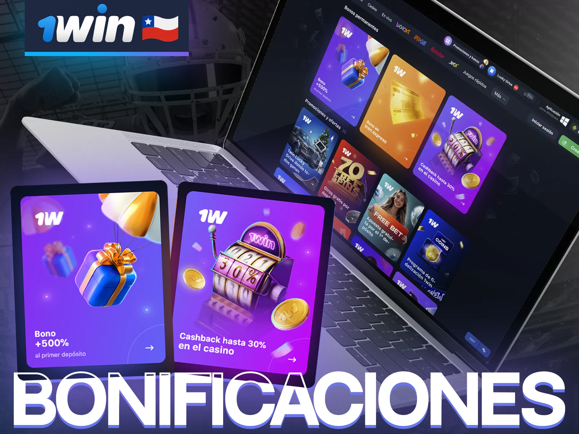 Bonos y promociones para apostar al fútbol americano en 1win.