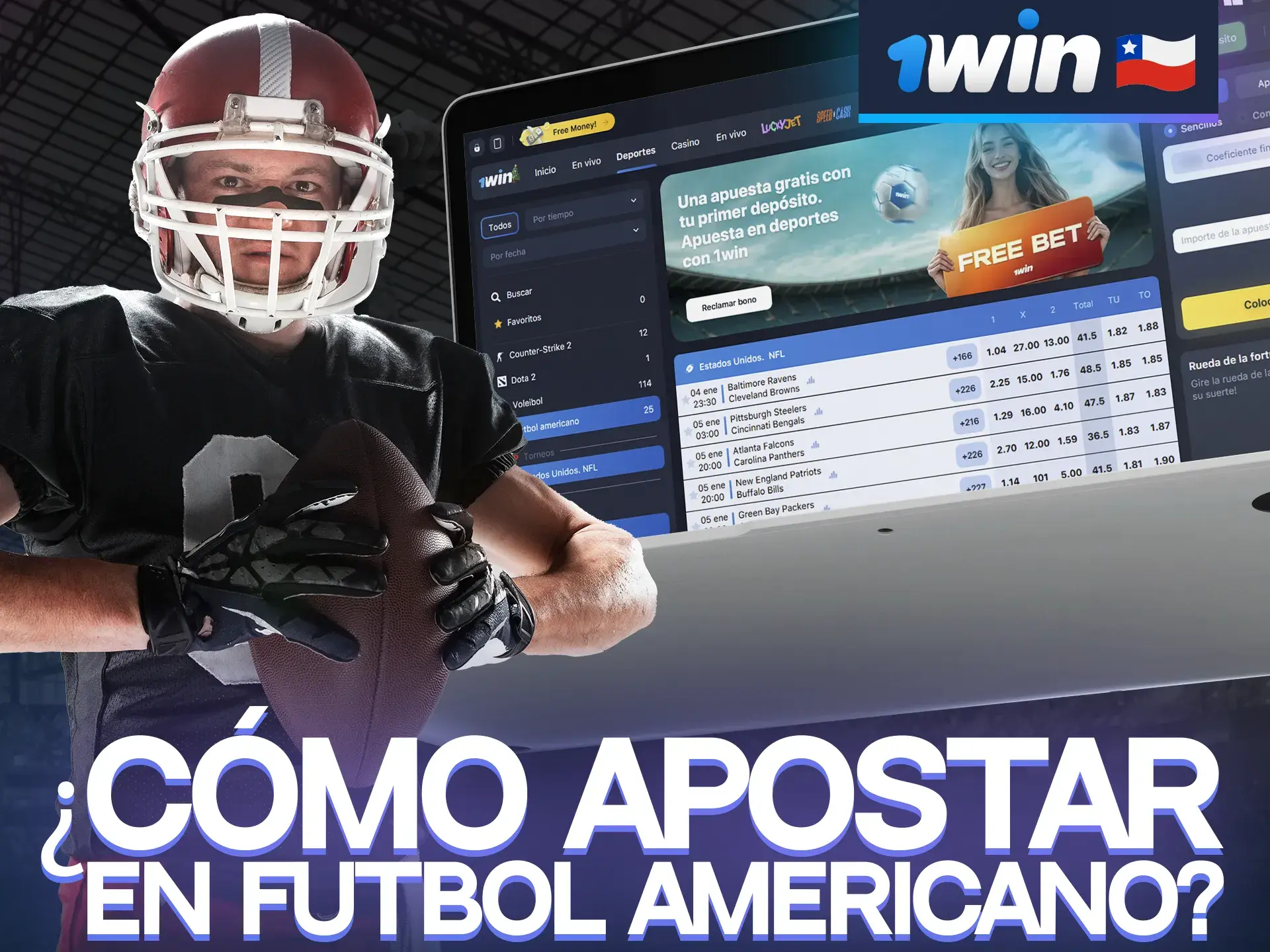 Cómo empezar a apostar al fútbol americano en 1win.