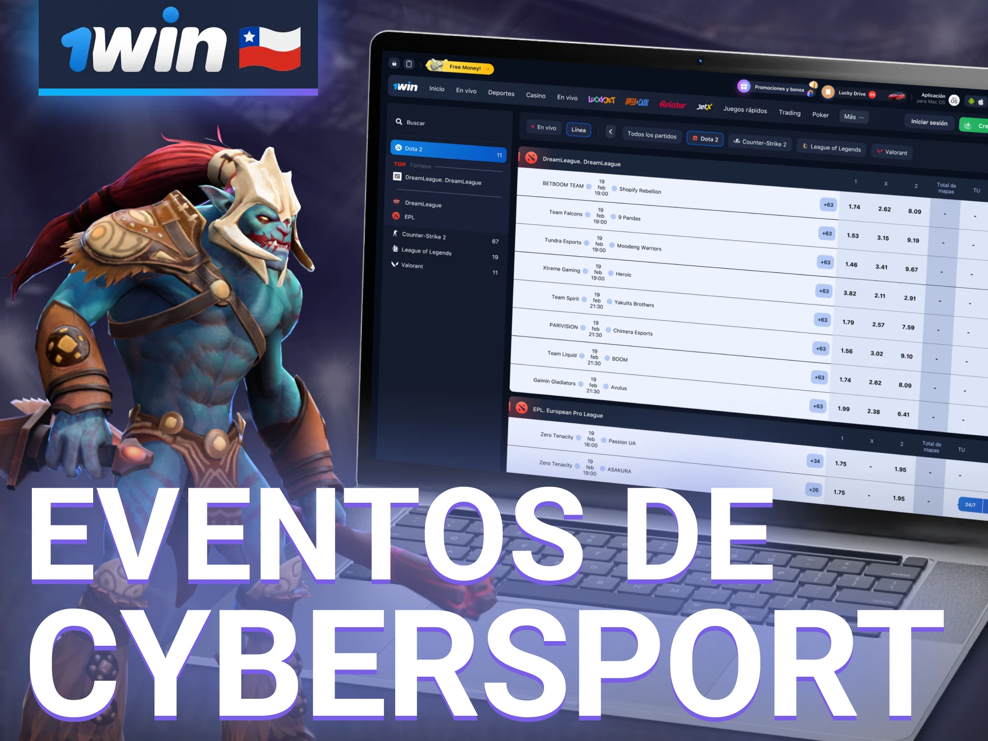 1win apoya y participa en los principales eventos de eSports, como las Dota 2 Series.