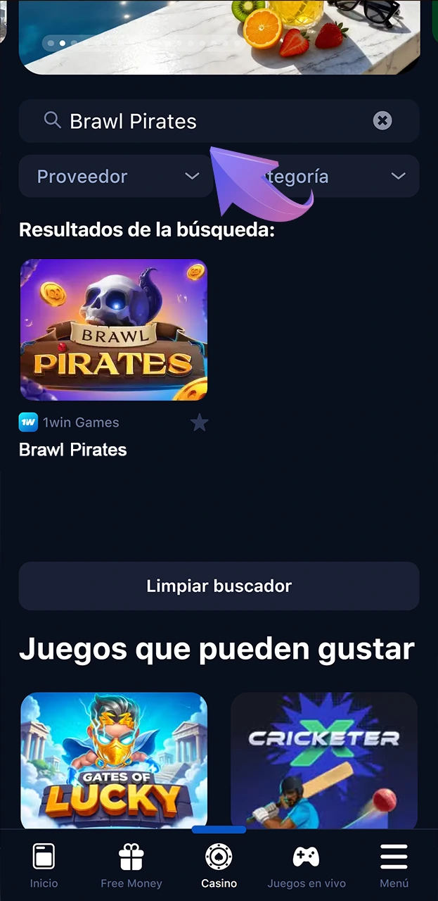 Encuentra el juego Brawl Pirates en 1win.