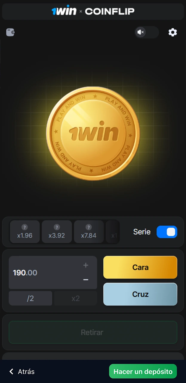 Ahora puedes probar suerte en Coinflip en 1win.