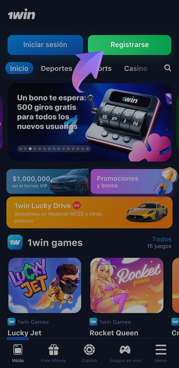 Realice el proceso de registro en 1win.
