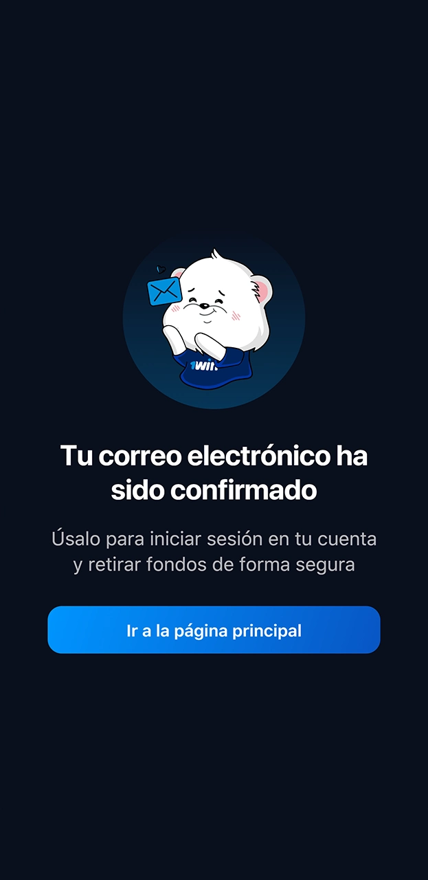 Confirme su inscripción en la plataforma 1win.