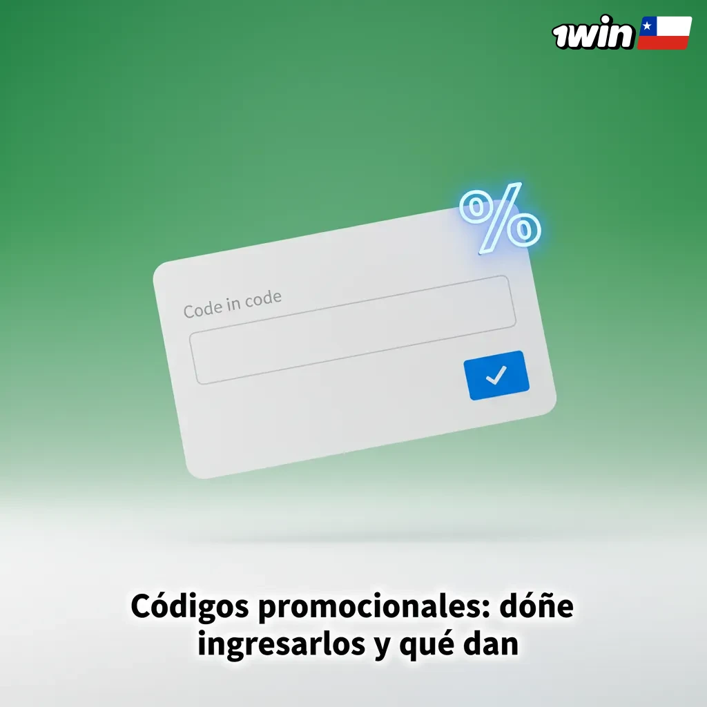 Pantalla de Depósito con campo 'Código promocional'; ejemplos: CHILE500, SPORT10, CASINO25 y beneficios destacados.