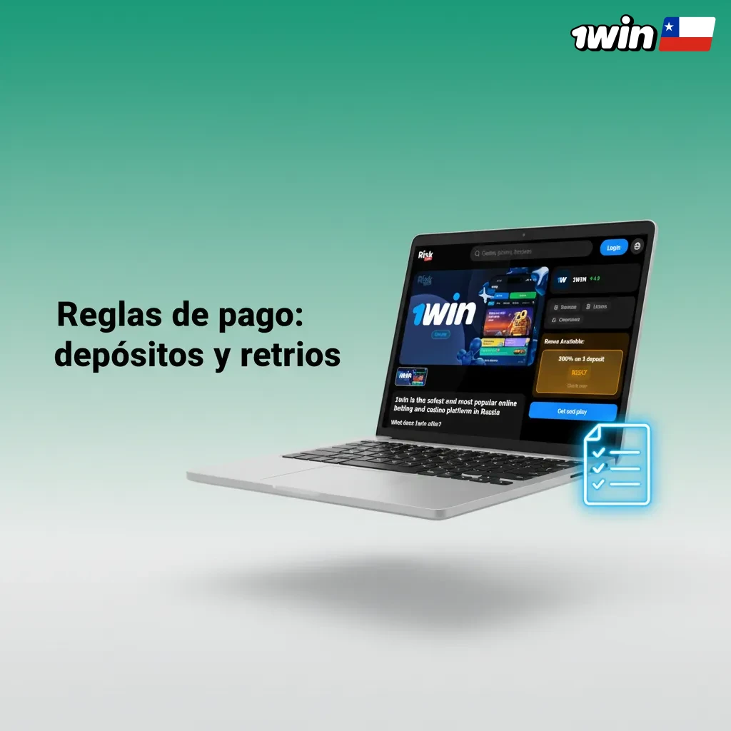 Infografía de reglas de pago en Chile: titular único (no terceros), mismo método, límites, verificación KYC y bonos.
