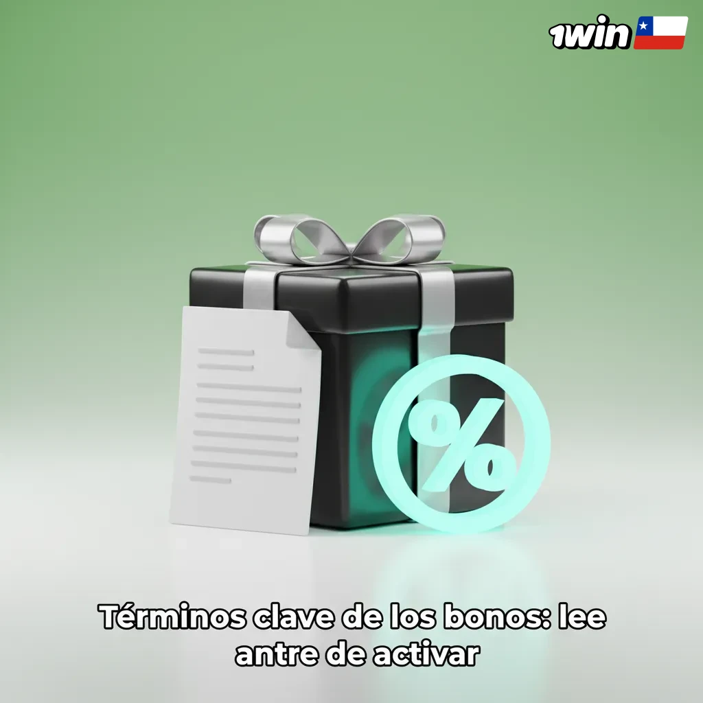 Términos clave de los bonos en pantalla con lista de reglas para promociones de juego; lee antes de activar