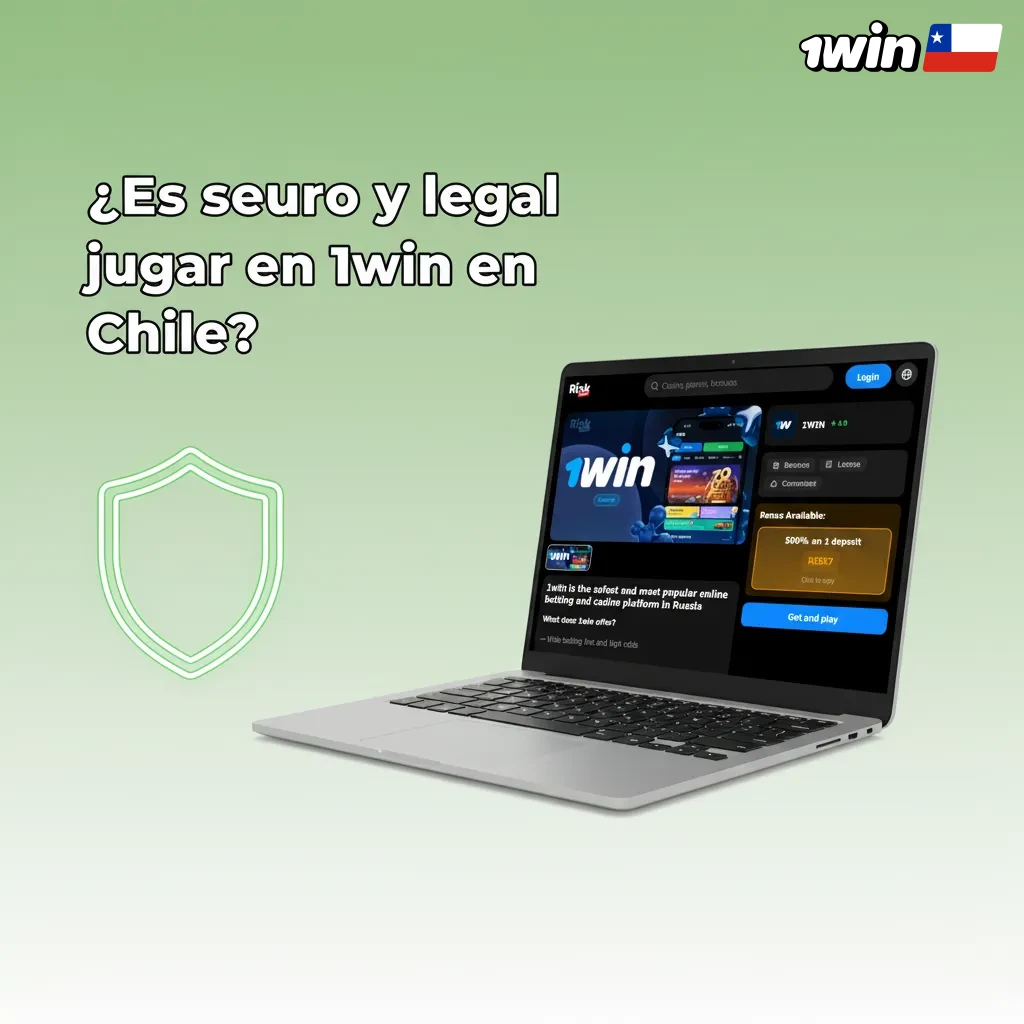 Infografía 1win en Chile: licencia internacional, cifrado, KYC, juego responsable y revisar T&C en el pie de página.